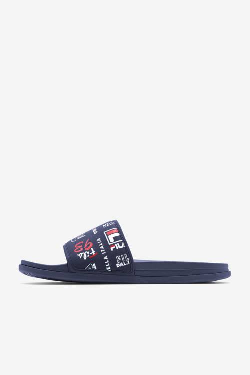 Sandalias de Diapositivas Fila Drifter Lux Patchwork Hombre Azul Marino Rojas Blancas | Fila195UP