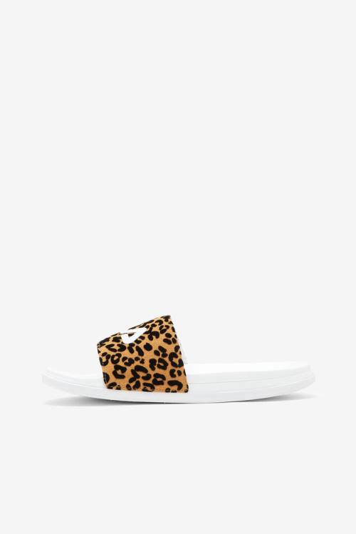 Sandalias de Diapositivas Fila Drifter Luxe Wild Mujer Blancas Leopardo | Fila382WR