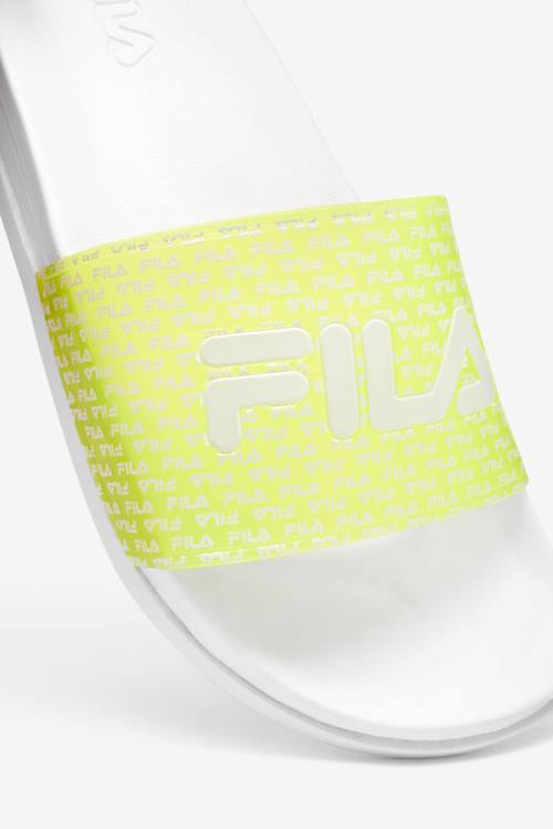 Sandalias de Diapositivas Fila Drifter Luxe Repeat Mujer Blancas Amarillo | Fila681SF