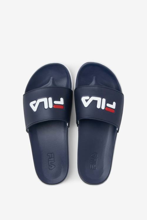 Sandalias de Diapositivas Fila Drifter Luxe Hombre Azul Marino Blancas | Fila745QD