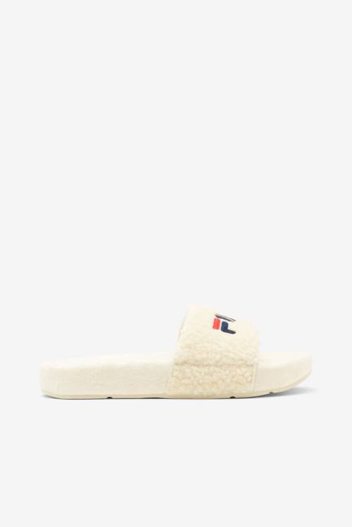 Sandalias de Diapositivas Fila Fuzzy Drifter Mujer Creme Azul Marino Rojas | Fila475ZF