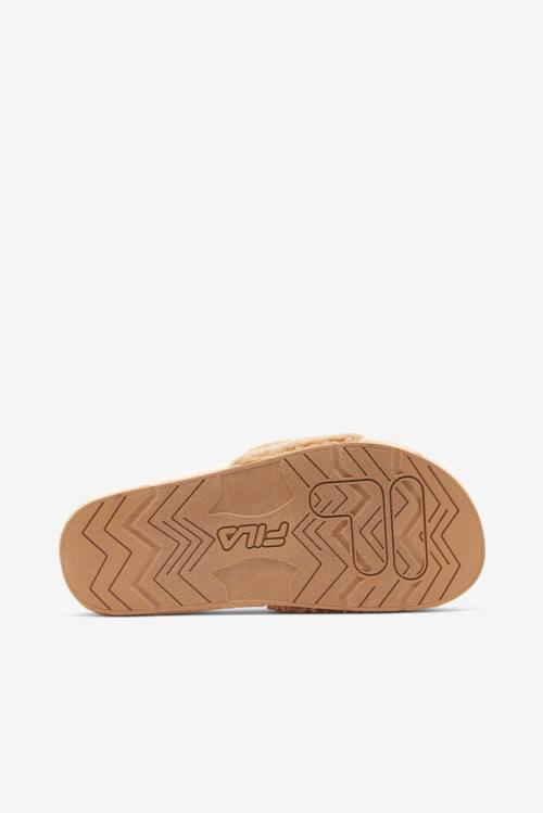 Sandalias de Diapositivas Fila Fuzzy Drifter Mujer Beige | Fila579SB