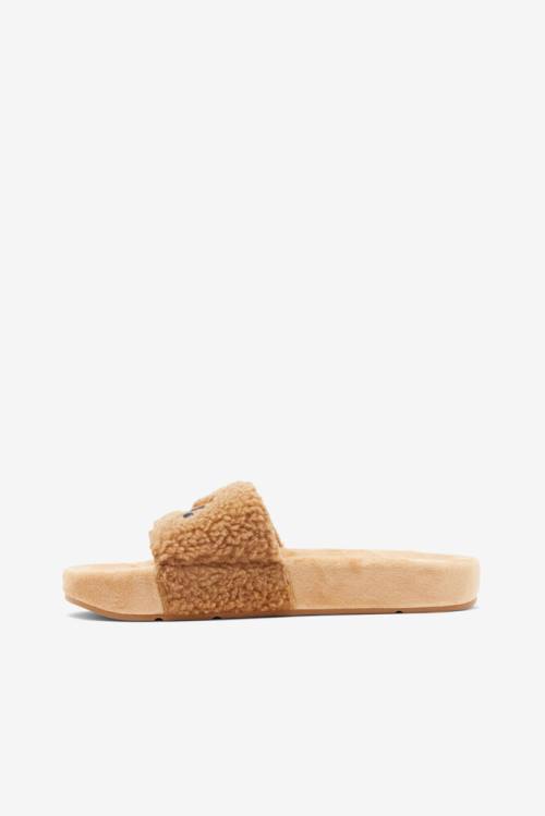 Sandalias de Diapositivas Fila Fuzzy Drifter Mujer Beige | Fila579SB