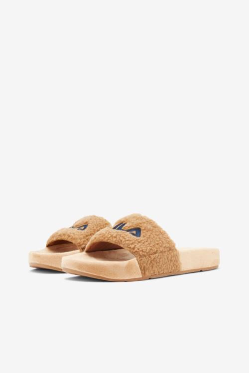 Sandalias de Diapositivas Fila Fuzzy Drifter Mujer Beige | Fila579SB