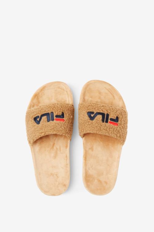 Sandalias de Diapositivas Fila Fuzzy Drifter Mujer Beige | Fila579SB