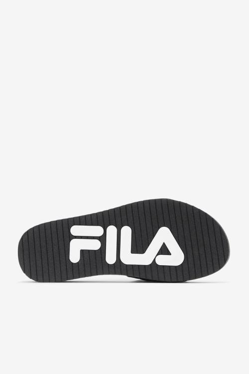 Sandalias de Diapositivas Fila Lunar Hombre Negras Blancas | Fila250YS