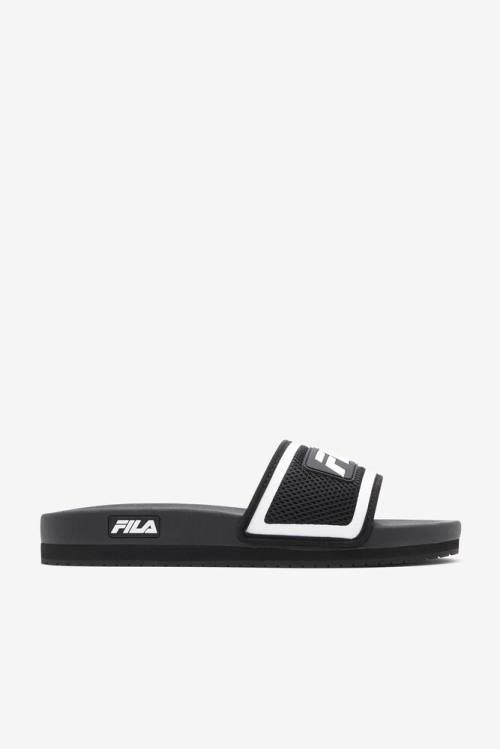 Sandalias de Diapositivas Fila Lunar Hombre Negras Blancas | Fila250YS