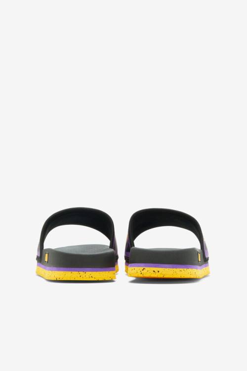 Sandalias de Diapositivas Fila Lunar Hombre Negras Doradas Moradas | Fila586ZP