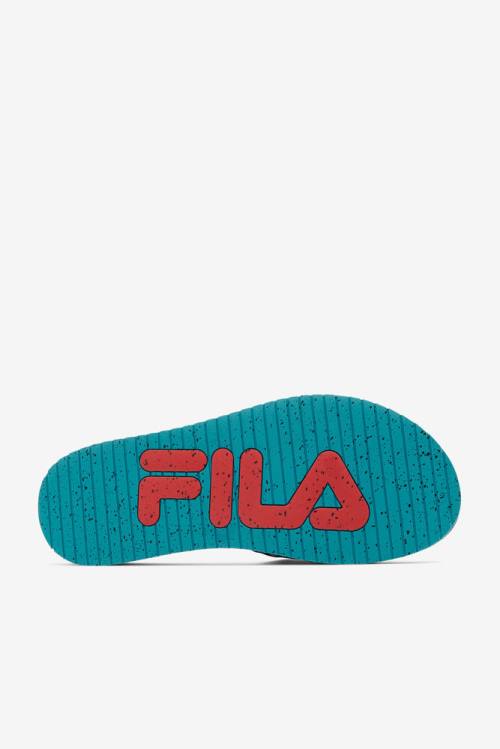 Sandalias de Diapositivas Fila Lunar Hombre Negras Turquesa Rojas | Fila859FL