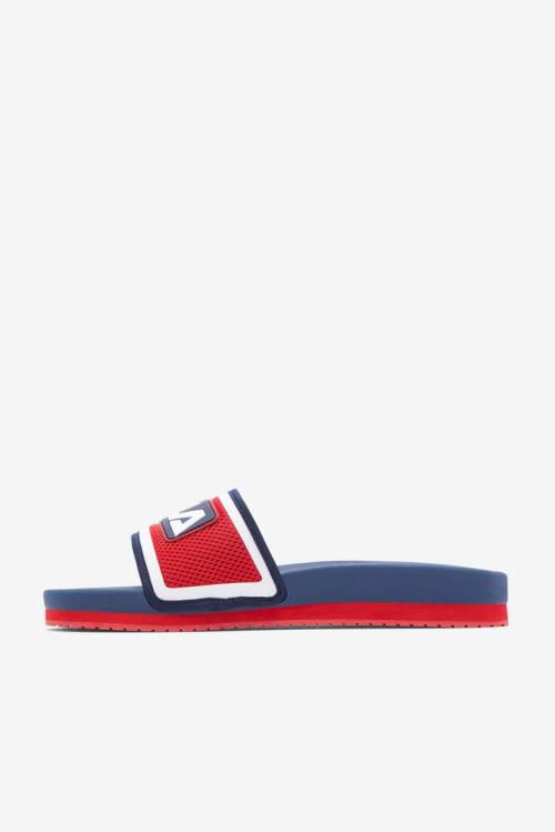 Sandalias de Diapositivas Fila Lunar Hombre Azules Rojas Blancas | Fila862DR