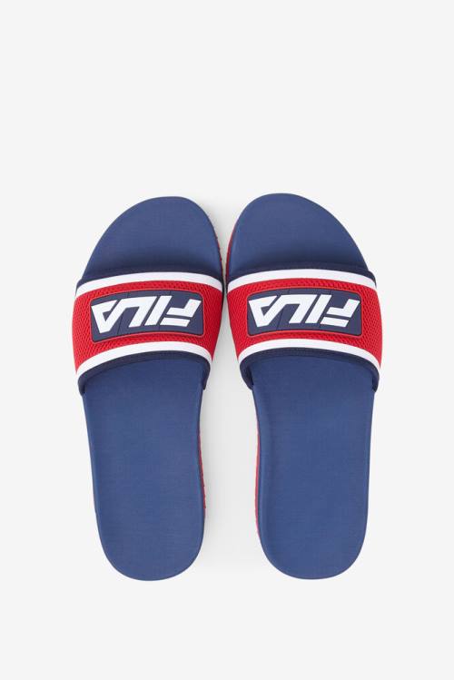 Sandalias de Diapositivas Fila Lunar Hombre Azules Rojas Blancas | Fila862DR