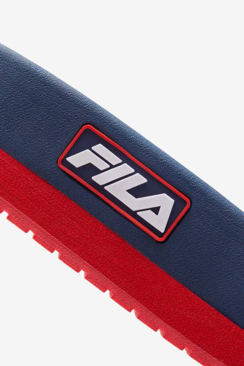 Sandalias de Diapositivas Fila Lunar Hombre Azules Rojas Blancas | Fila862DR