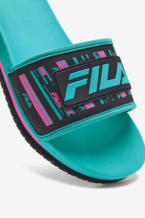 Sandalias de Diapositivas Fila Lunar Hombre Negras Rosas | Fila862RY