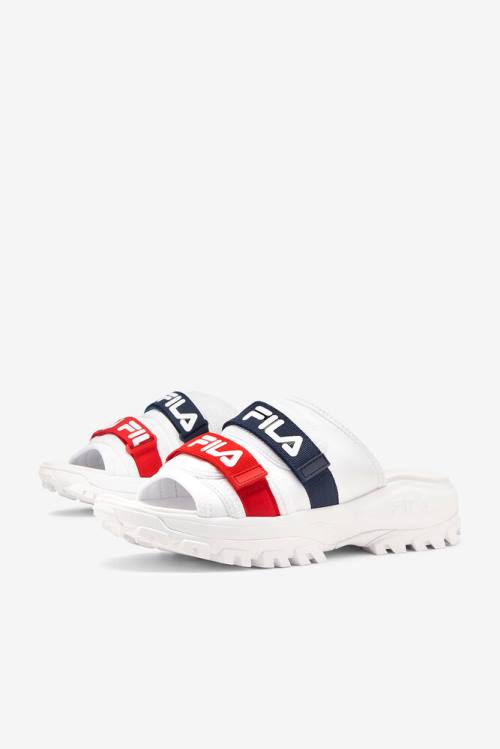 Sandalias de Diapositivas Fila Outdoor Hombre Blancas Azul Marino Rojas | Fila234NJ