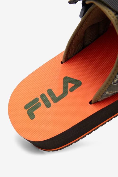 Sandalias de Diapositivas Fila Sol-slide V2 Camo Hombre Negras Verde Oliva | Fila093LV