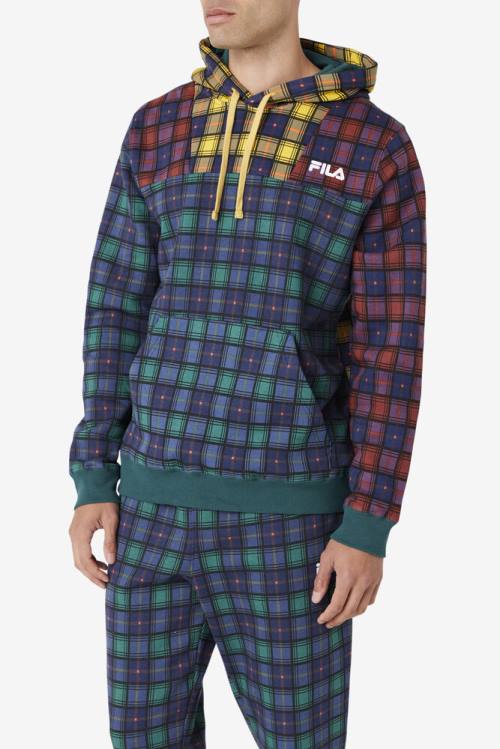 Sudadera Con Capucha Fila Dorm Plaid Hombre Azul Marino | Fila087BY