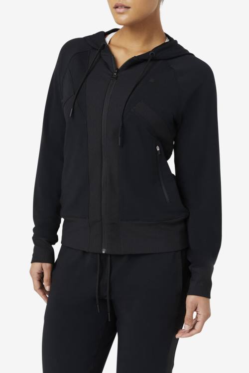 Sudadera Con Capucha Fila Fi-lux Texture Full Zip Mujer Negras | Fila124XK