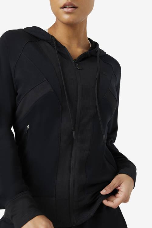 Sudadera Con Capucha Fila Fi-lux Texture Full Zip Mujer Negras | Fila124XK