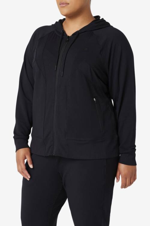 Sudadera Con Capucha Fila Fi-lux Texture Full Zip Mujer Negras | Fila169YR