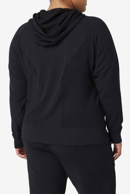 Sudadera Con Capucha Fila Fi-lux Texture Full Zip Mujer Negras | Fila169YR