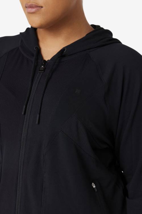 Sudadera Con Capucha Fila Fi-lux Texture Full Zip Mujer Negras | Fila169YR