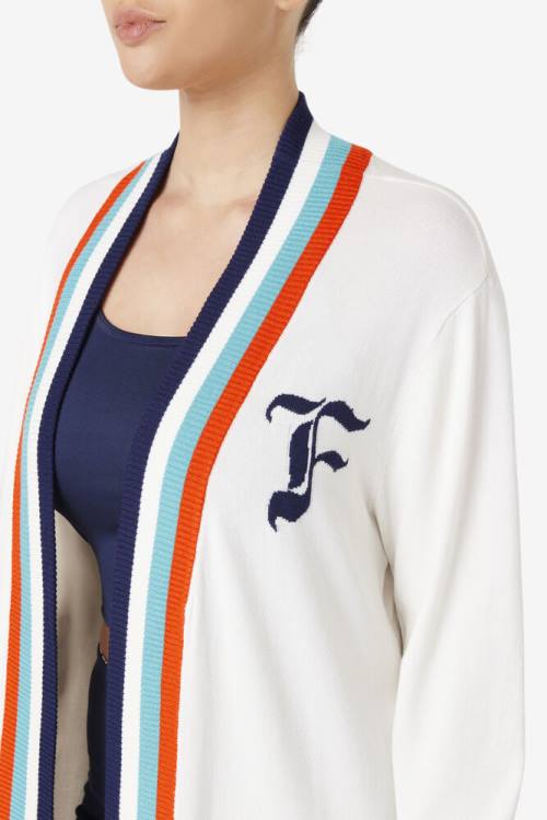 Sudaderas Fila Angelina Maxi Cardigan Mujer Azules Blancas Naranjas | Fila092OR