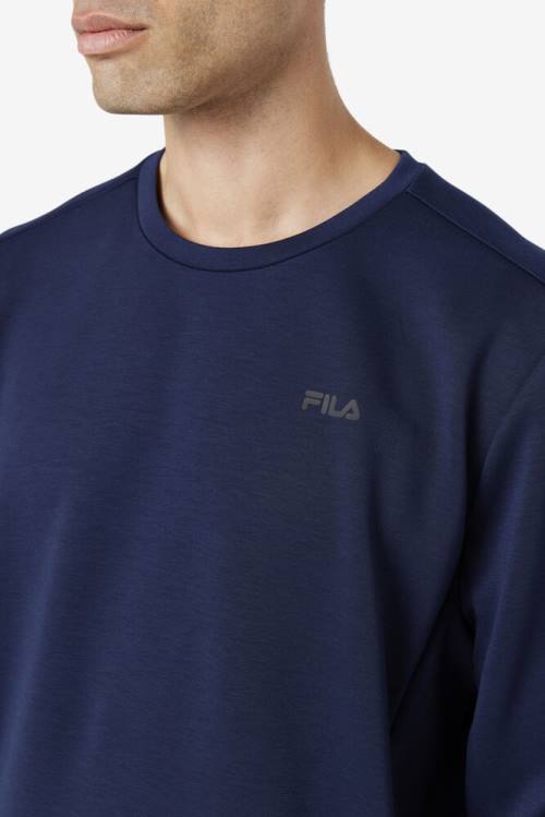 Sudaderas Fila Emry Crew Hombre Azul Marino Negras | Fila780SI