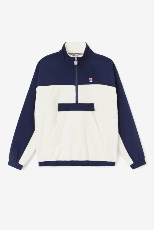 Sudaderas Fila Erick 1/2 Zip Pullover Hombre Blancas Azul Marino | Fila247BO