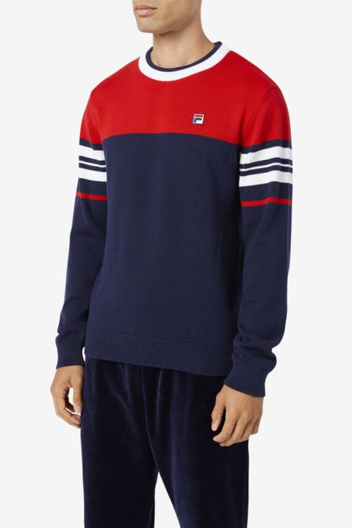 Sudaderas Fila Everly Hombre Azul Marino Rojas Blancas | Fila512HW