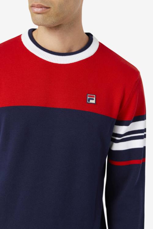 Sudaderas Fila Everly Hombre Azul Marino Rojas Blancas | Fila512HW