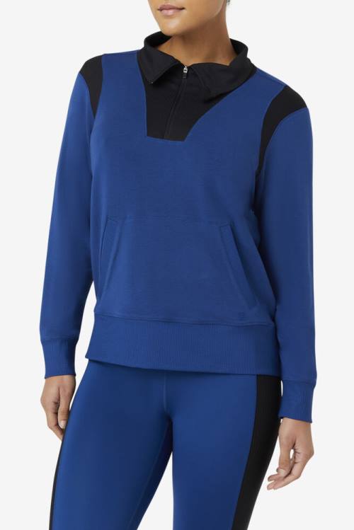 Sudaderas Fila Fi-lux Half Zip Mujer Azul Marino | Fila461JB