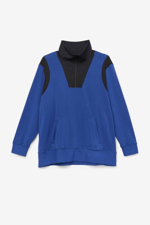 Sudaderas Fila Fi-lux Half Zip Mujer Azul Marino Negras | Fila825CJ