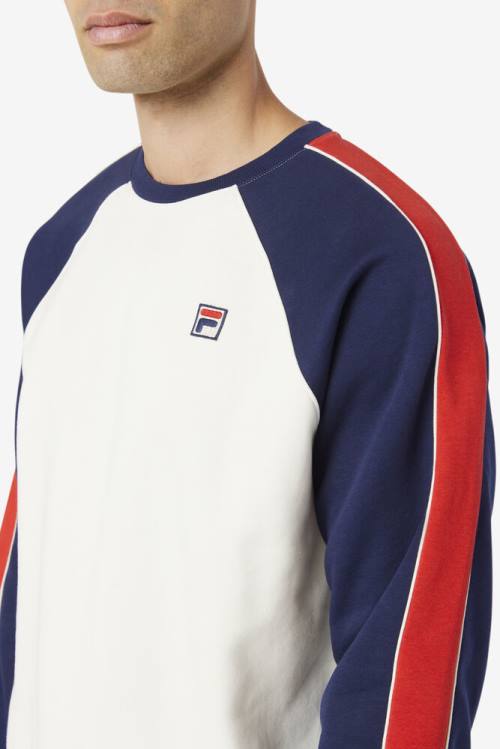 Sudaderas Fila Nestor Crew Hombre Blancas Azul Marino Rojas | Fila247VK