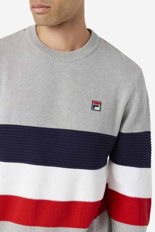 Suéteres Fila Willkie Hombre Gris Claro Azul Marino Blancas | Fila075QI