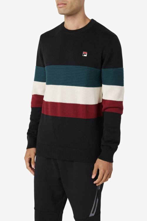 Suéteres Fila Willkie Hombre Negras Blancas | Fila031QC