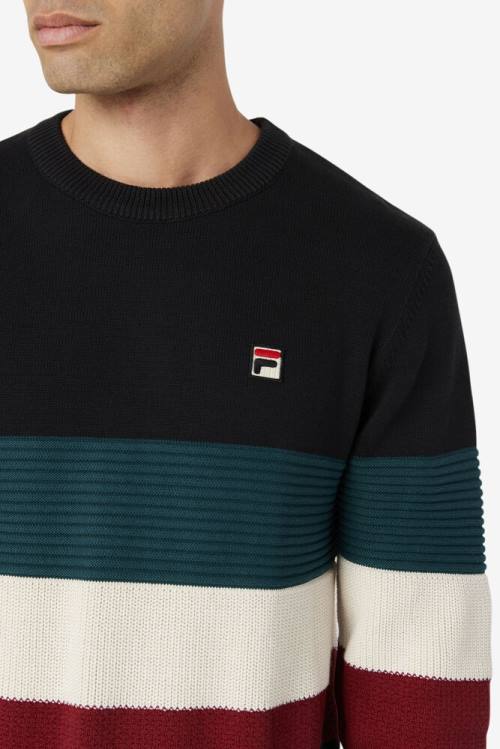 Suéteres Fila Willkie Hombre Negras Blancas | Fila031QC