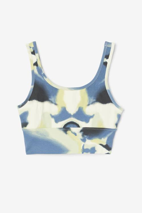 Top Deportivo Fila Dawn Bra Mujer Amarillo Azul Marino Negras | Fila962RB