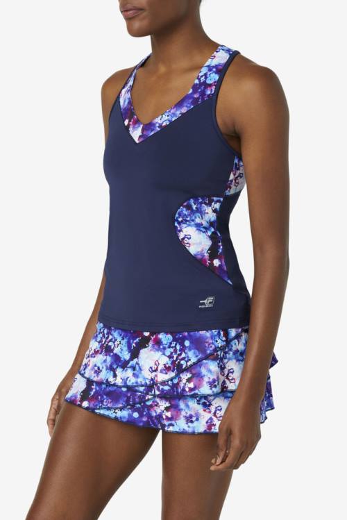 Top Deportivo Fila Pickleball Halter Tank Mujer Azul Marino | Fila369SW