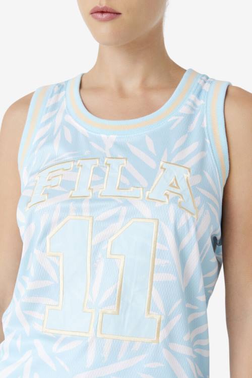 Top Deportivo Fila Quincy Basketball Jersey Mujer Azules Blancas | Fila534MB