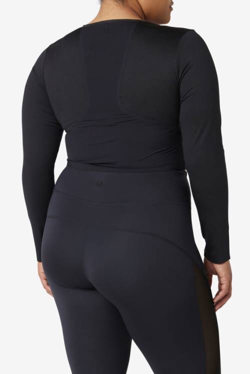 Top Deportivo Fila Uplift Long Sleeve Crop Mujer Negras | Fila234WV