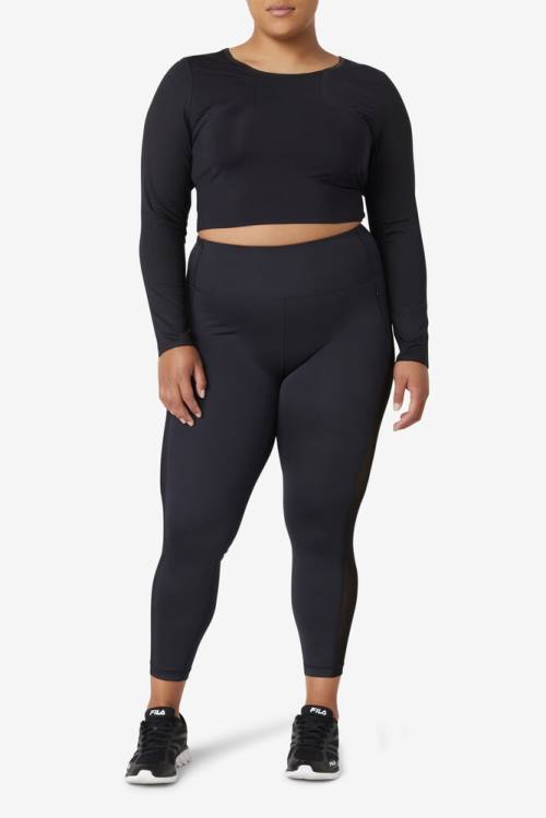 Top Deportivo Fila Uplift Long Sleeve Crop Mujer Negras | Fila234WV