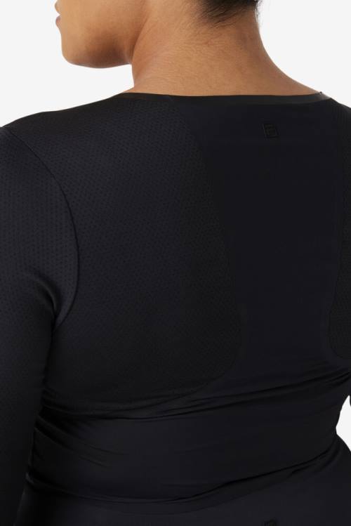 Top Deportivo Fila Uplift Long Sleeve Crop Mujer Negras | Fila234WV