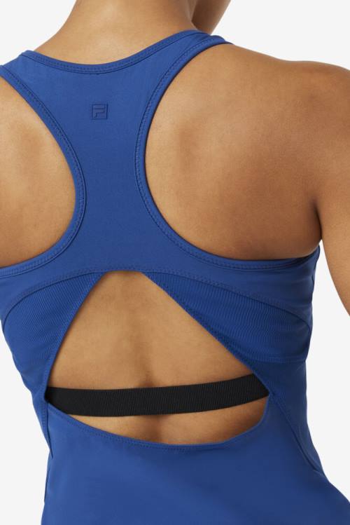 Top Deportivo Fila Uplift Open Racerback Tank Mujer Azul Marino Negras | Fila045AF