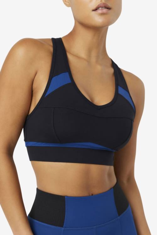 Top Deportivo Fila Uplift Racerback Sports Bra Mujer Negras Azul Marino | Fila751LW