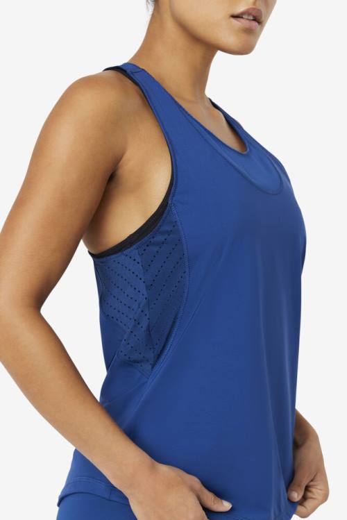 Top Deportivo Fila Uplift Textured Racerback Tank Mujer Azul Marino | Fila356ZK