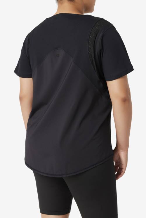 Top Deportivo Fila Uplift Textured Sleeve Mujer Negras | Fila061CE