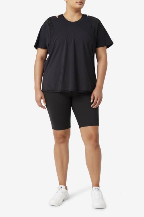 Top Deportivo Fila Uplift Textured Sleeve Mujer Negras | Fila061CE