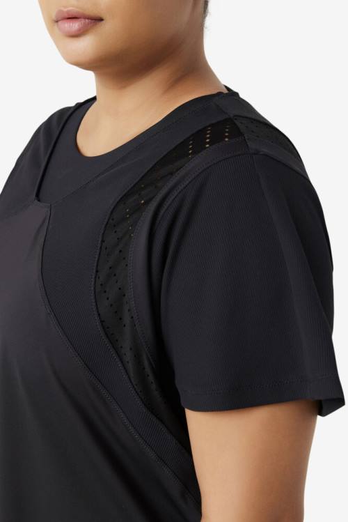 Top Deportivo Fila Uplift Textured Sleeve Mujer Negras | Fila061CE