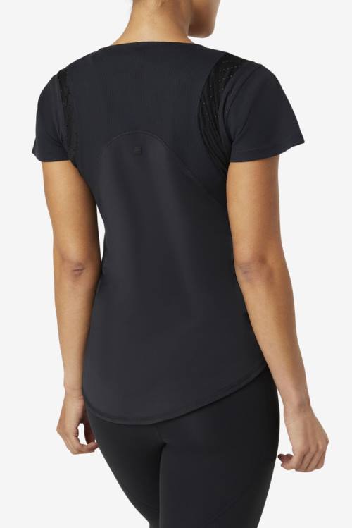 Top Deportivo Fila Uplift Textured Sleeve Mujer Negras | Fila204WK