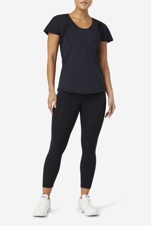 Top Deportivo Fila Uplift Textured Sleeve Mujer Negras | Fila204WK